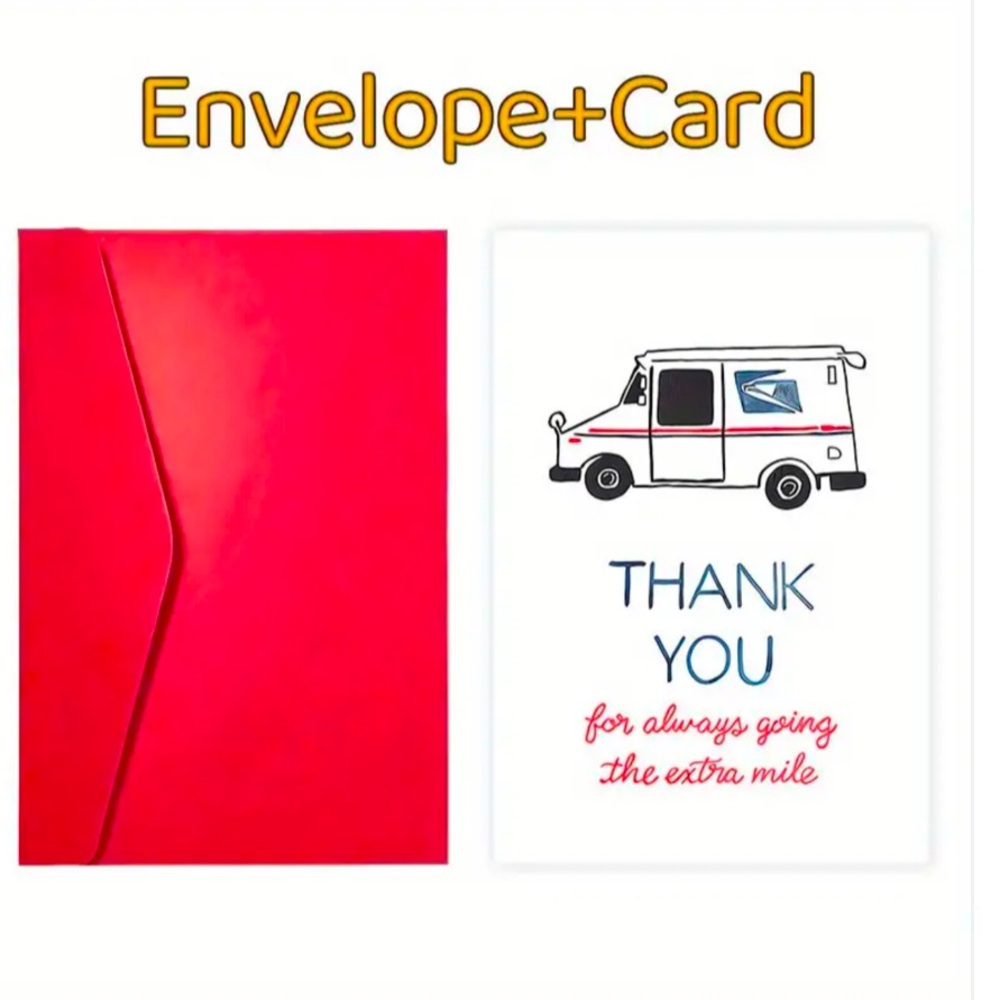 Card, Mailman/Mail Person/Mail Lady THANK YOU Card with Envelope, NEW